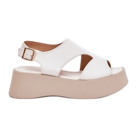 Sandales féminines sur la plate-forme Eco White Cuir blanc