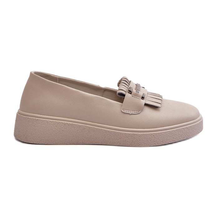 S.Barski Mandards en cuir féminin léger sur la plate-forme beige S. Barski LR590 avec franges
