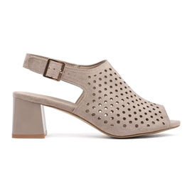 Goodin Sandales à talons hauts en daim ouvert beige