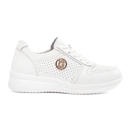 Goodin Baskets en cuir naturel blancs avec un ornement blanche