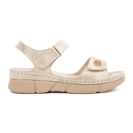 Goodin Sandales des femmes dorées avec un ornement