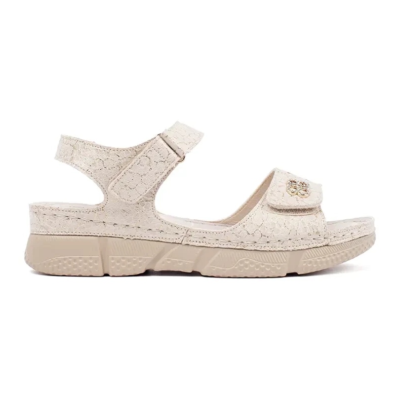 Goodin Sandales velcro aux femmes beige légères avec un ornement Goodin Sandales velcro aux femmes beige légères avec un ornement