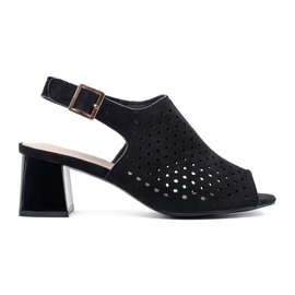 Goodin Black OpenWork Sanges Sandales à talons hauts le noir