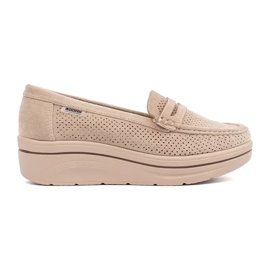Goodin Mocassins beige sur une semelle épaisse
