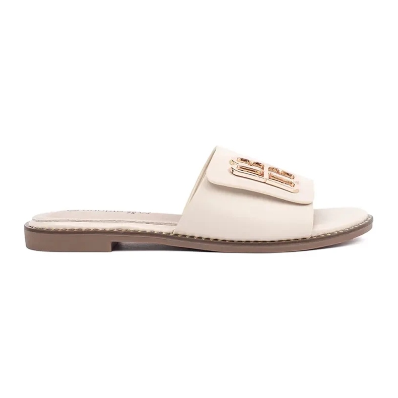 Goodin Light -Beige des volets pour femmes sur une semelle plate avec un ornement