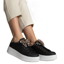 Baskets noires décorées d'un papillon avec des zircons