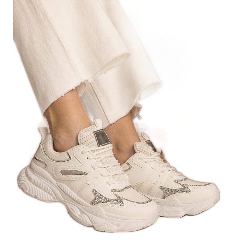 Sneakers blancs Sports pour femmes avec des paillettes blanche Sneakers blancs Sports pour femmes avec des paillettes blanche