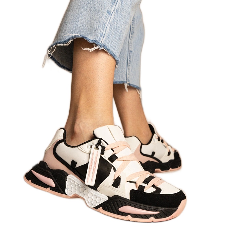 Baskets femme roses à semelle massive le noir