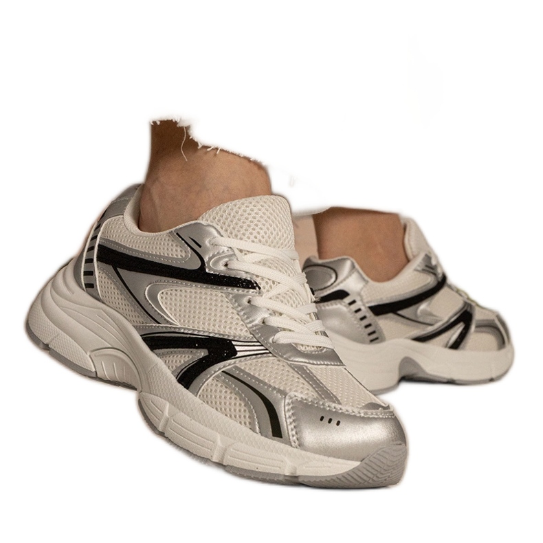 Sneakers argentés Sports pour femmes avec des paillettes Sneakers argentés Sports pour femmes avec des paillettes