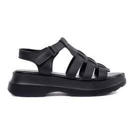 Goodin Sandales noires sur la plate-forme en cuir le noir