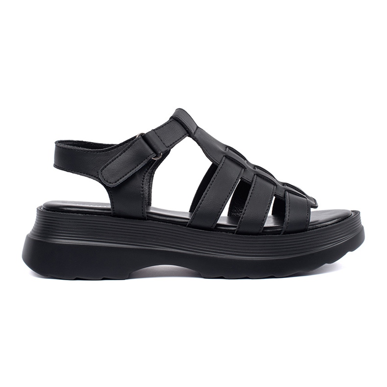 Goodin Sandales noires sur la plate-forme en cuir le noir