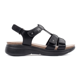 Goodin Sandales noires confortables pour femmes le noir
