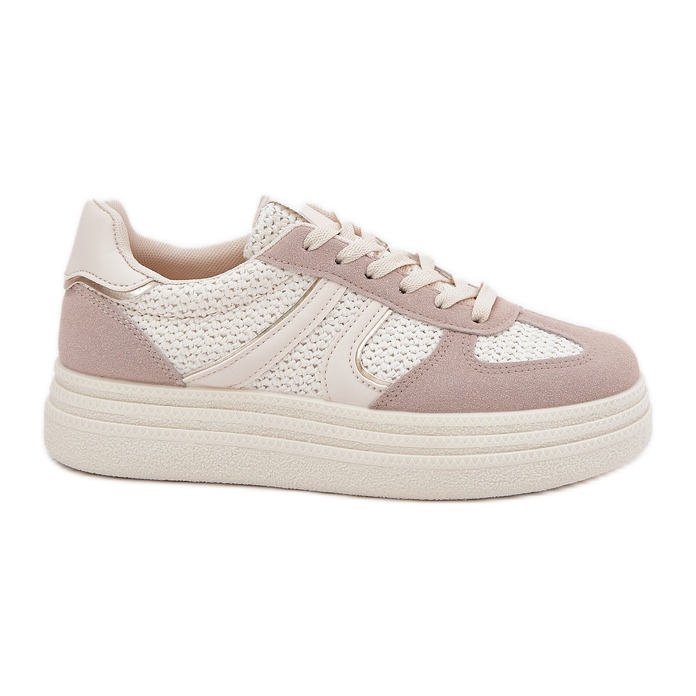 Baskets à plateforme pour femmes, beige