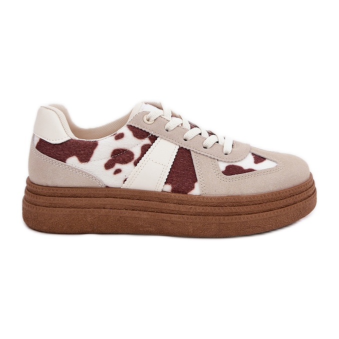 Sneakers pour femmes sur la plate-forme en patchs beige Sneakers pour femmes sur la plate-forme en patchs beige