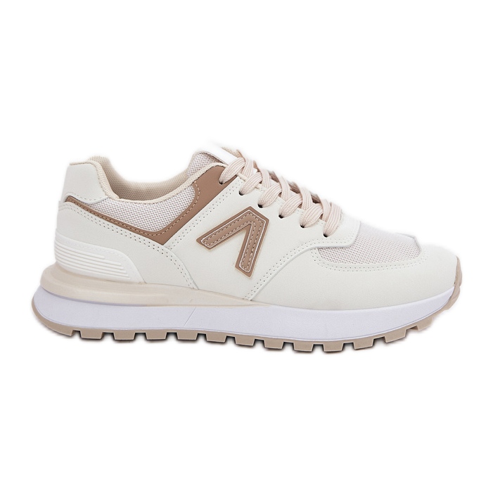 Chaussures de sport pour femmes avec beige en cuir écologique