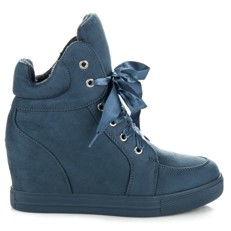 Ideal Shoes Baskets chaudes en daim bleu