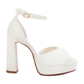 Sandales féminines sur le post et plate-forme Eco Leather White blanc