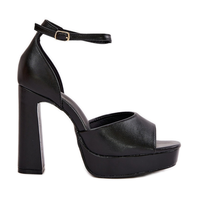 Sandales féminines sur le post et plate-forme Eco Leather Black le noir