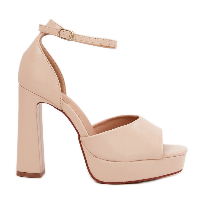 Sandales féminines sur le post et plate-forme Eco Leather Beige