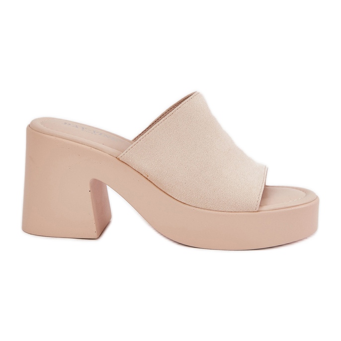 Slippers pour femmes sur le post et la plate-forme beige