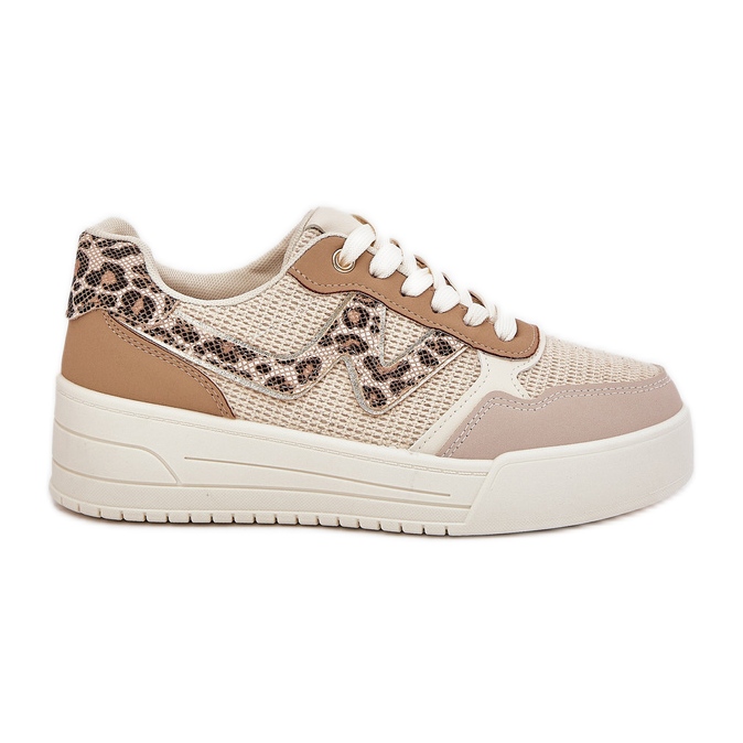 Chaussures de sport pour femmes sur la plateforme Leopard Khaki beige