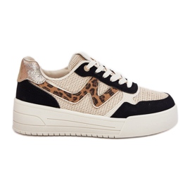 Chaussures de sport pour femmes sur la plate-forme imprimé léopard noir