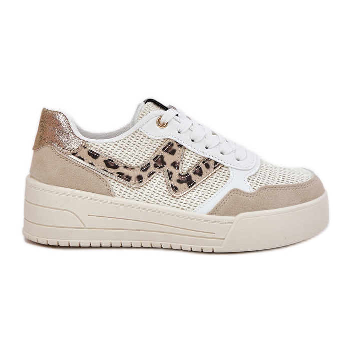 Chaussures de sport pour femmes sur la plateforme Leopard Beige