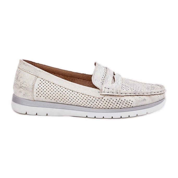 Mocassins pour femmes en cuir écologique, doré d'or Mocassins pour femmes en cuir écologique, doré d'or