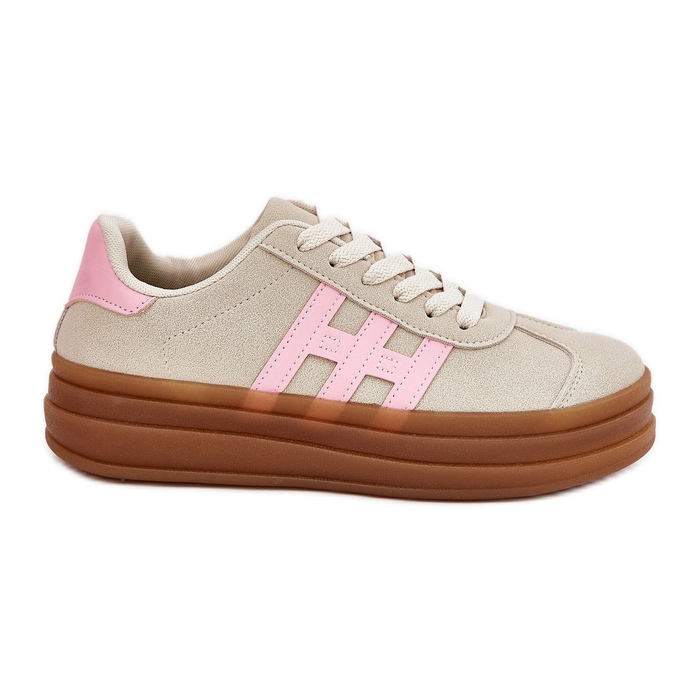 Baskets à plateforme pour femmes, beige