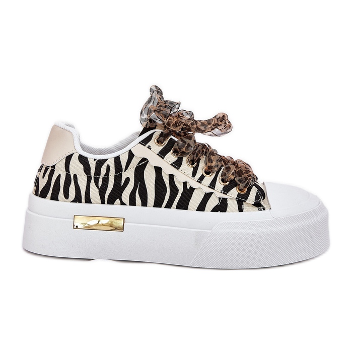 Baskets pour femmes avec laçage décoratif noir et beige Baskets pour femmes avec laçage décoratif noir et beige