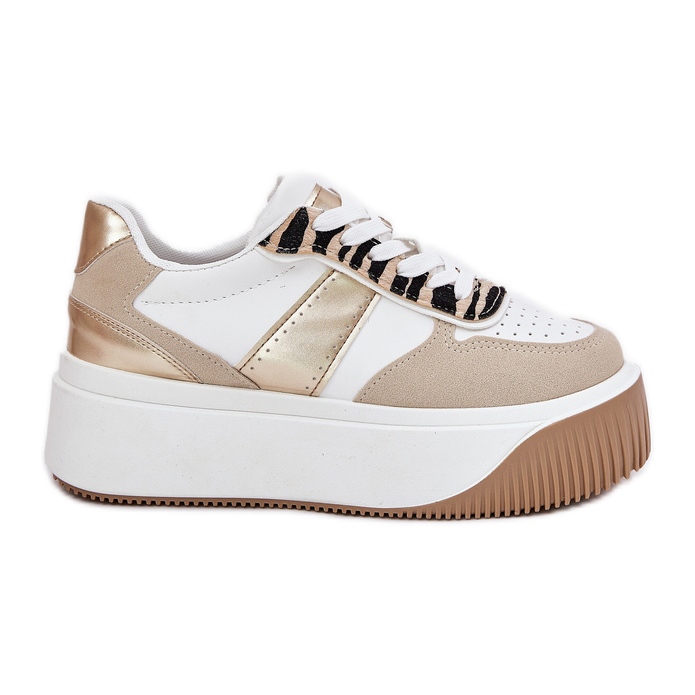 Sneakers pour femmes sur une plate-forme massive, motif beige animal Sneakers pour femmes sur une plate-forme massive, motif beige animal