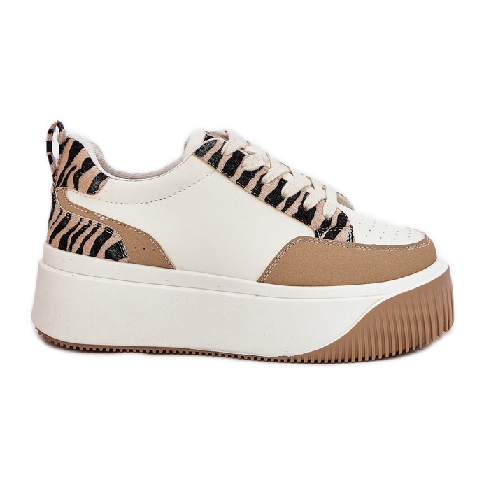 Baskets pour femmes sur une plate-forme massive beige zèbre