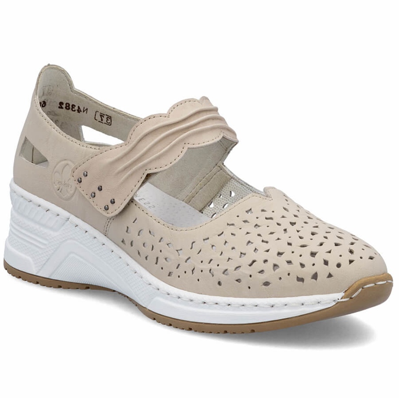 Chaussures en cuir beige Rieker N4382-60 Chaussures en cuir beige Rieker N4382-60