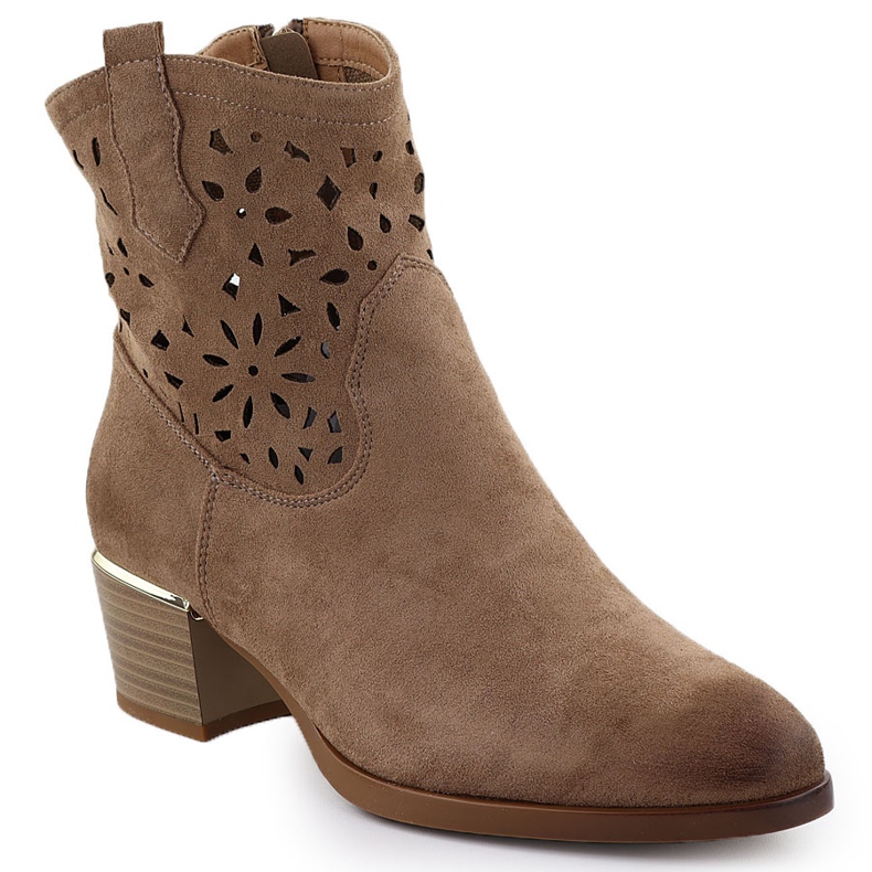 Bottes de travail ouvertes pour femmes avec des talons hauts bruns Vinceza 58452