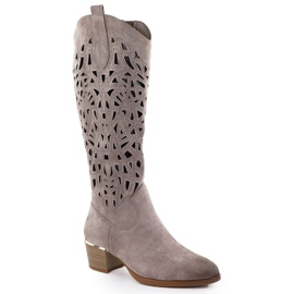 Bottes ouvertes avec en daim sombre beige Vinceza 58453