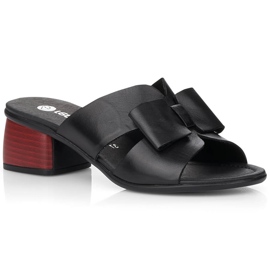 Remonte Les tongs en cuir féminin sur le bloc noir Rémonte R8759-01
