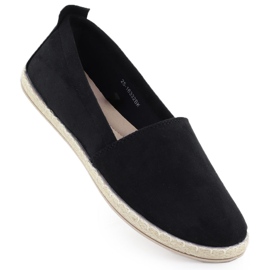 Espadrilles féminines glissées dans le daim noir Potocki PY16332 le noir