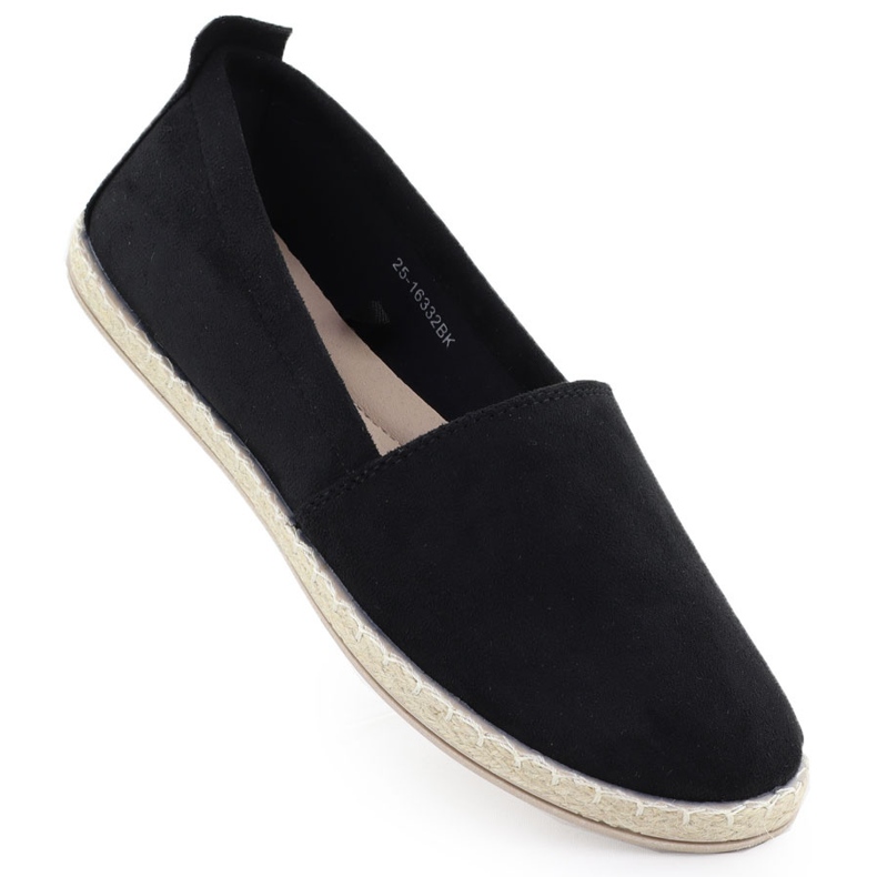 Espadrilles féminines glissées dans le daim noir Potocki PY16332 le noir