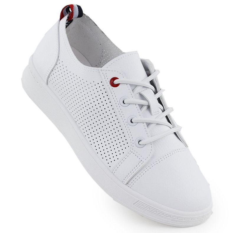 Sneakers de chaussures de sport avec eco -reather openwork white Potocki py1633 blanche