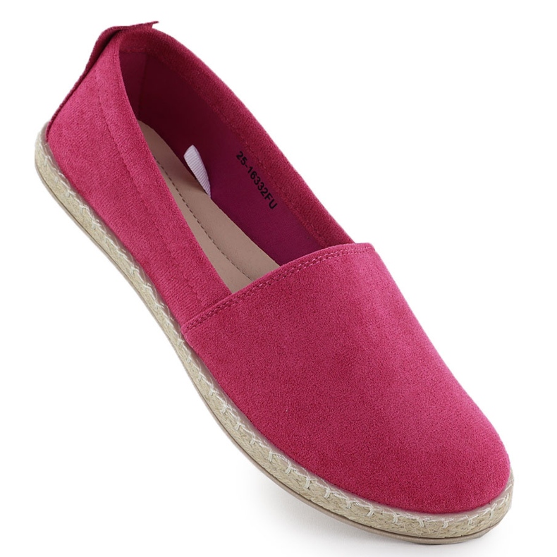 Espadrilles Slip pour femmes - en daim fuchsia Potocki Py16332 rose