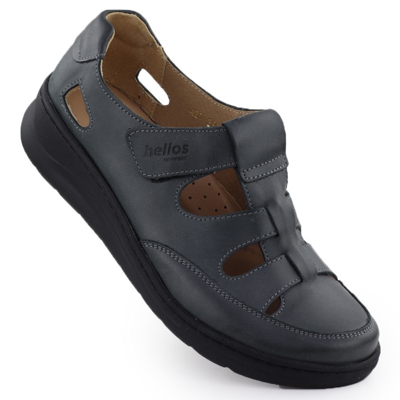 Chaussures en cuir pour femmes sur l'Helios 437 Velcro en graphite gris