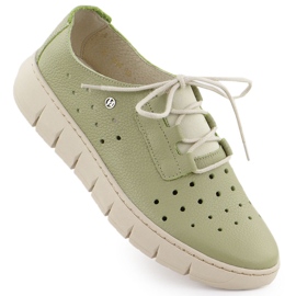 Chaussures en cuir ouverte pour femmes vertes Helios 434