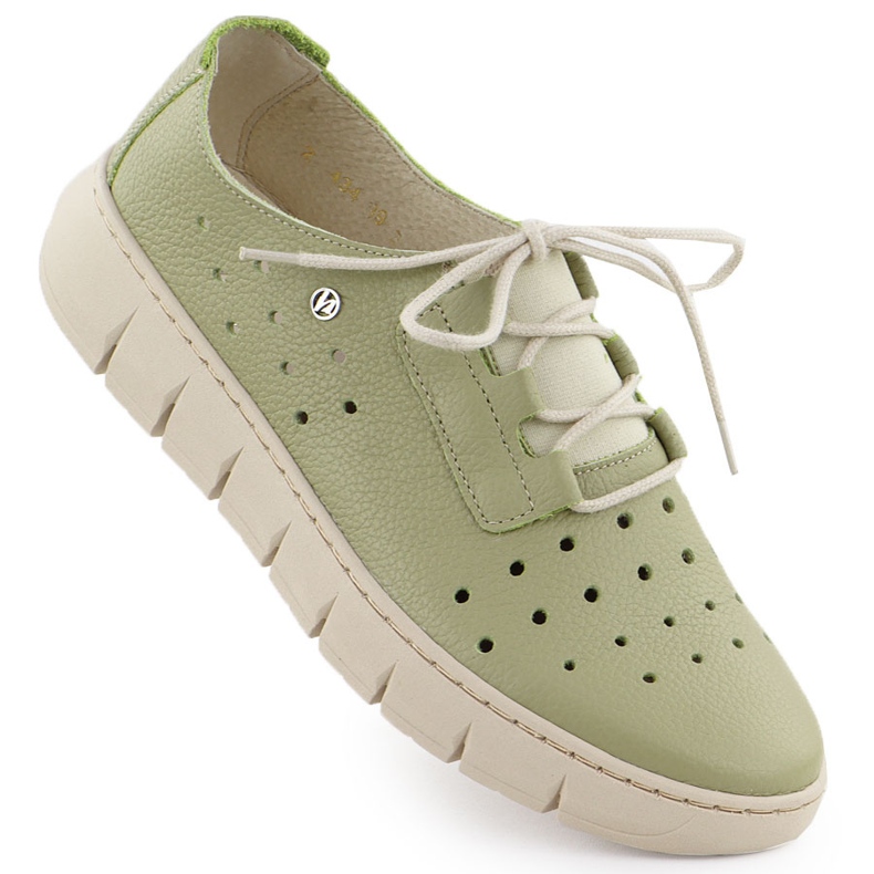 Chaussures en cuir ouverte pour femmes vertes Helios 434