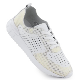 Białe Artiker 56C1036 Chaussures de sport en cuir ouvert blanche
