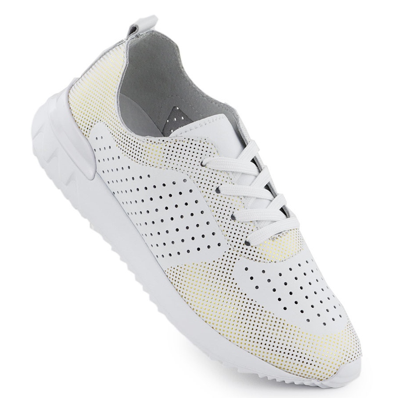 Białe Artiker 56C1036 Chaussures de sport en cuir ouvert blanche