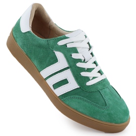 Chaussures de sport en cuir en daim vert Vinceza 79517