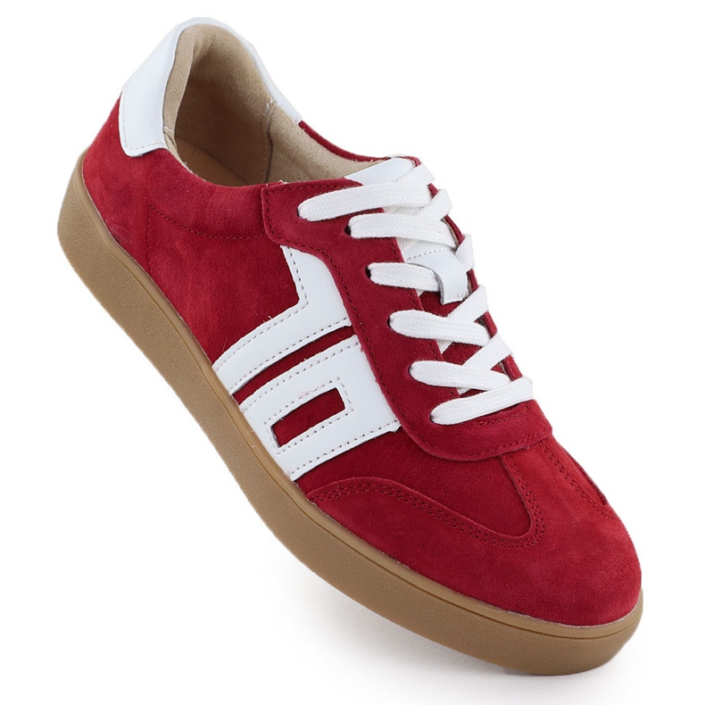 Vinceza Red Leather Women's Sports Chaussures rouge