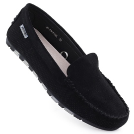 Mocassins Chaussures en daim pour femmes Black Potocki WL09301 le noir