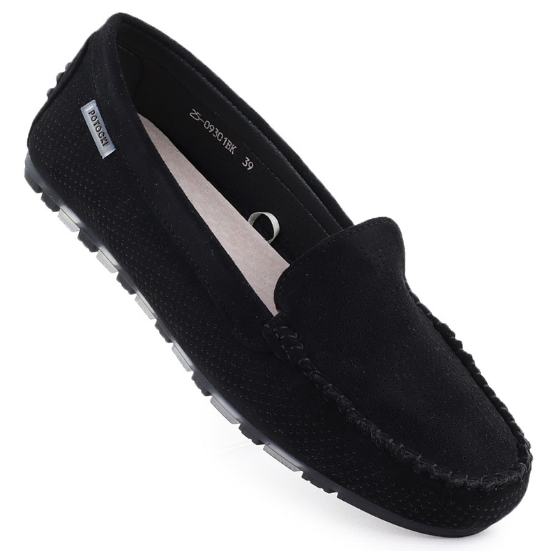Mocassins Chaussures en daim pour femmes Black Potocki WL09301 le noir