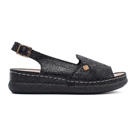 Goodin Sandales noires avec semelle intérieure en cuir